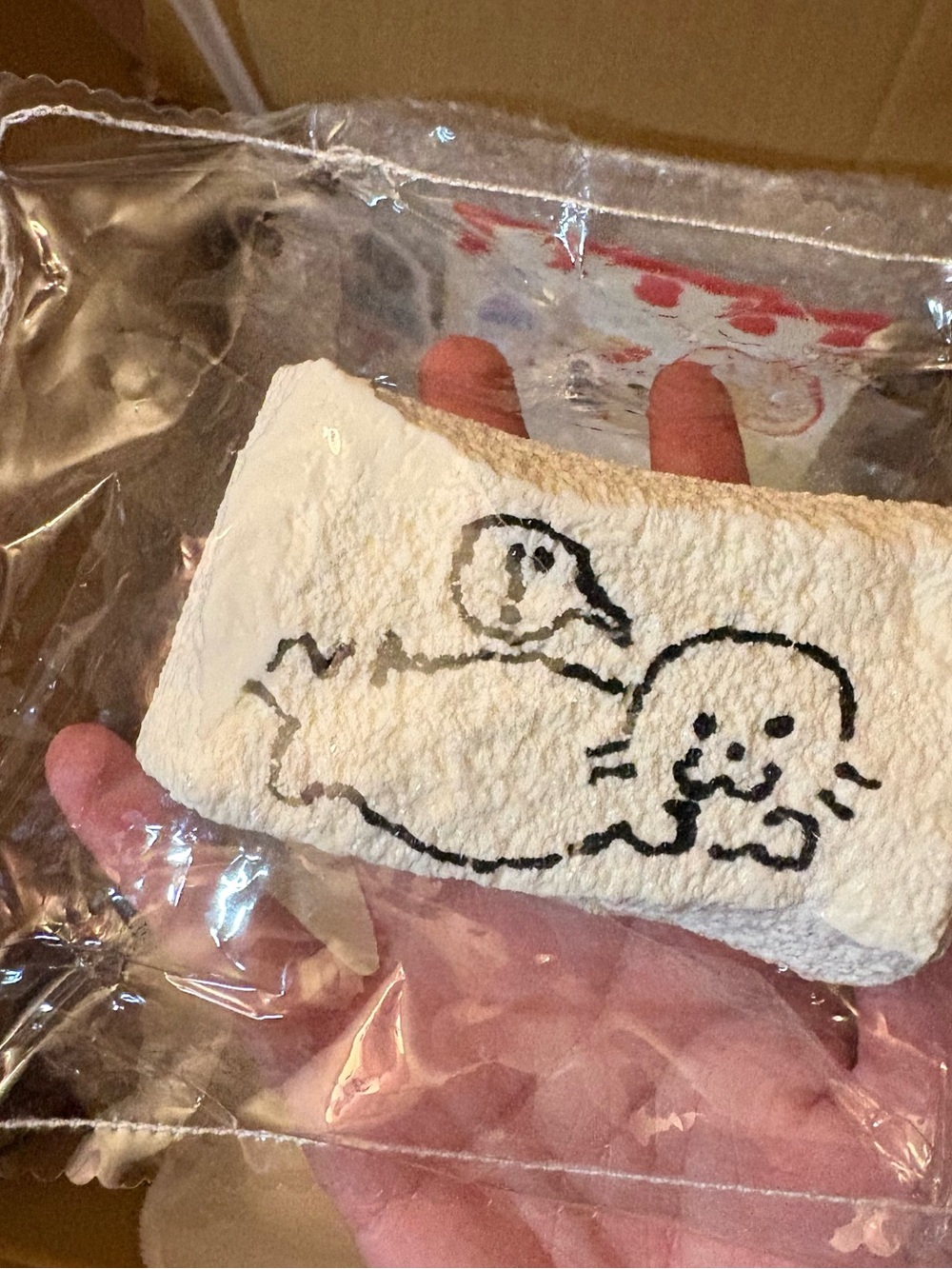 Handmade hand drawn Taba squishy seal bread loaf squeeze toy squishies
